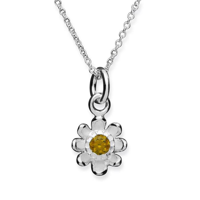 Silver necklace sterling with pendant and zirconia