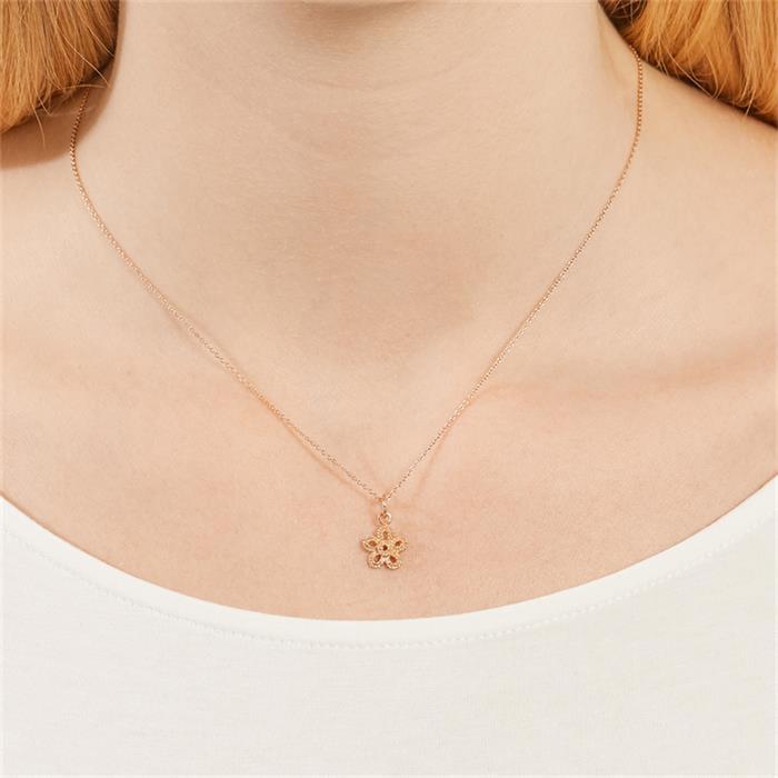 Rose Gold-Plated Silver Necklace With Flower Pendant
