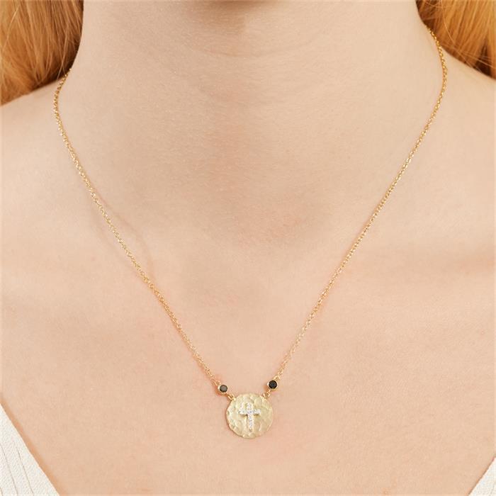 Gold plated sterling silver necklace with cross pendant