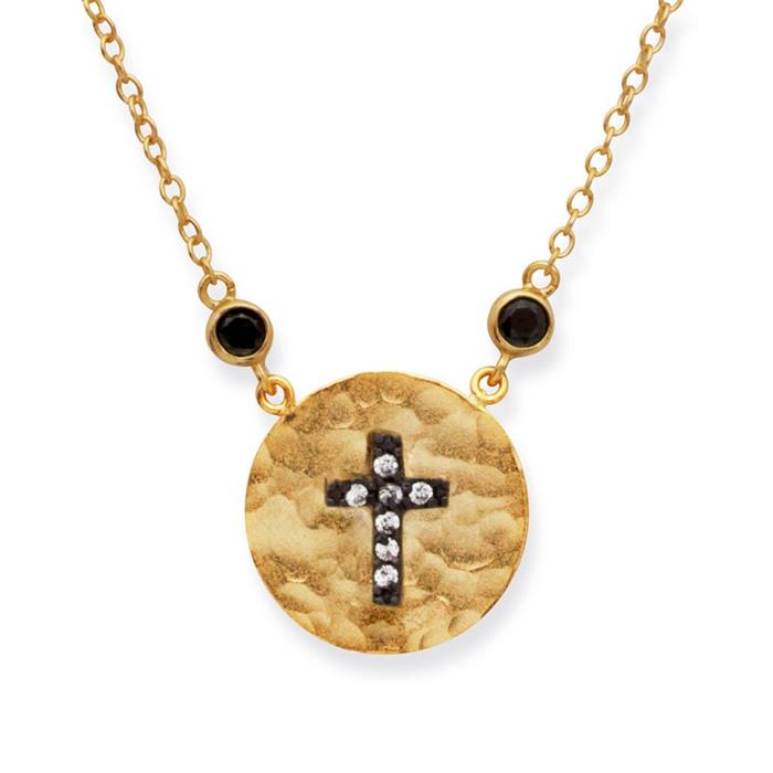 Gold plated sterling silver necklace with cross pendant