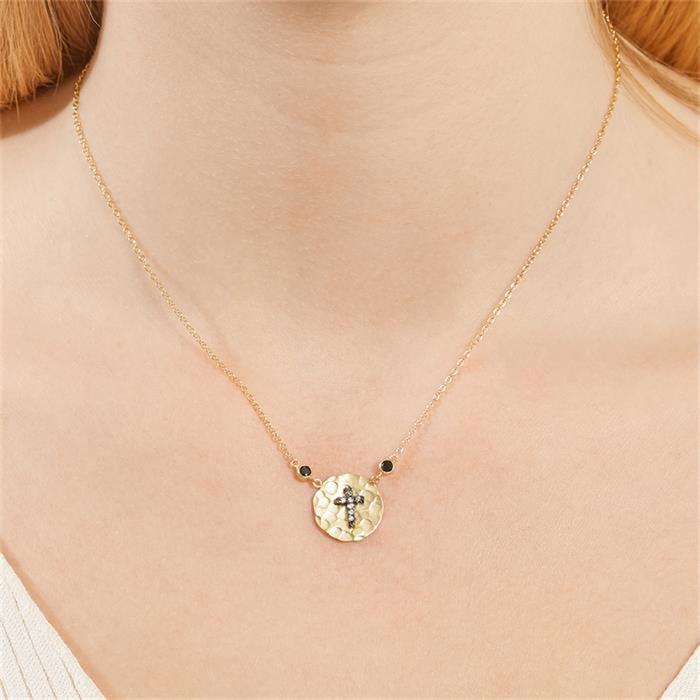 Gold plated sterling silver necklace with cross pendant