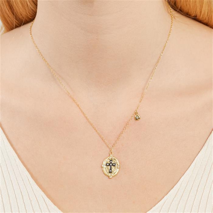 Gold plated sterling silver necklace with cross pendant