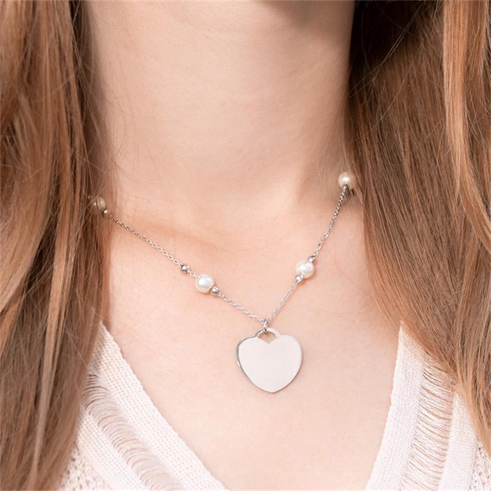 Sterling sterling silver necklace mother of pearl heart pendant