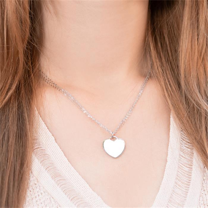 Three row sterling silver heart pendant