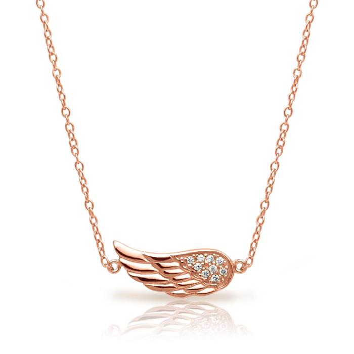 Necklace pendant rose gold plated zirconia
