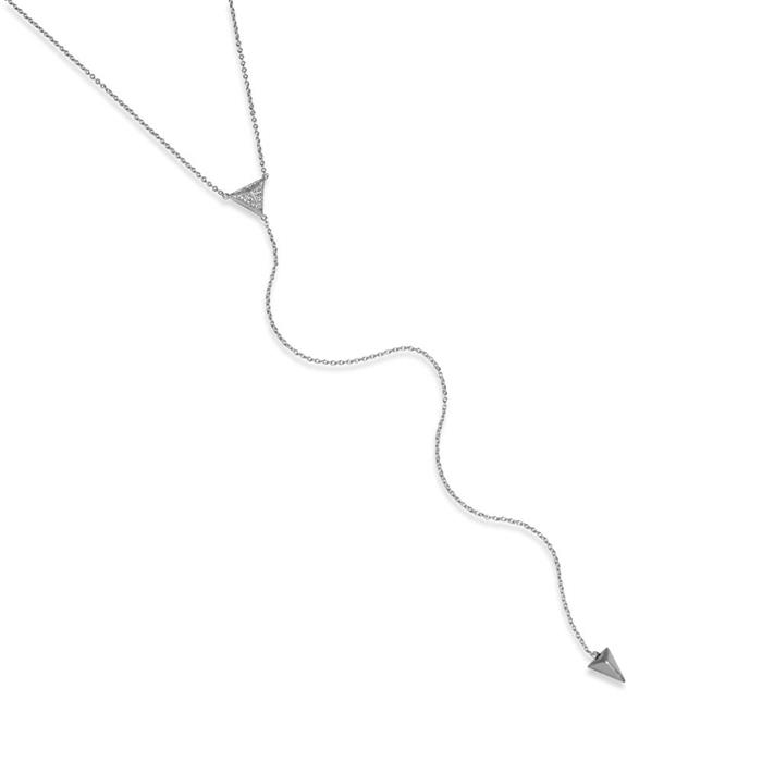 Necklace sterling silver Y-shaped zirconia