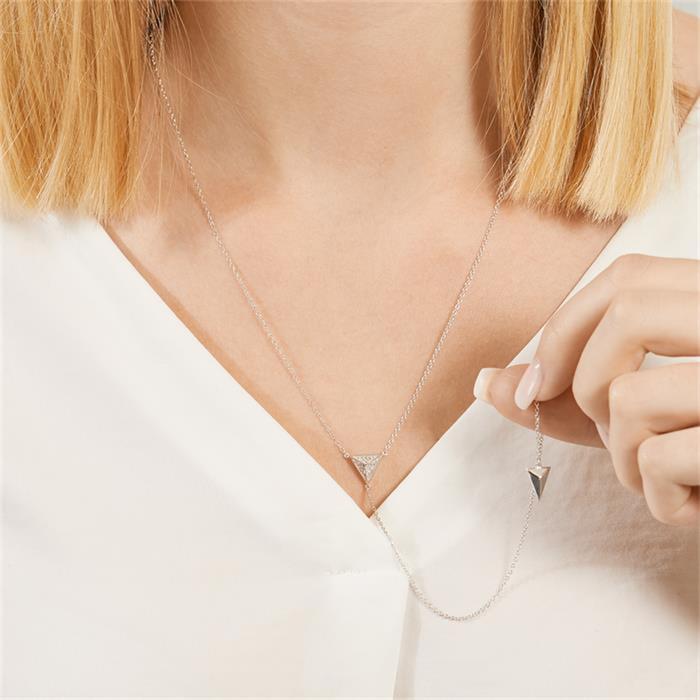 Necklace sterling silver Y-shaped zirconia