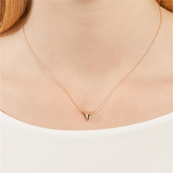 Rose gold plated necklace sterling silver Y-shaped zirconia