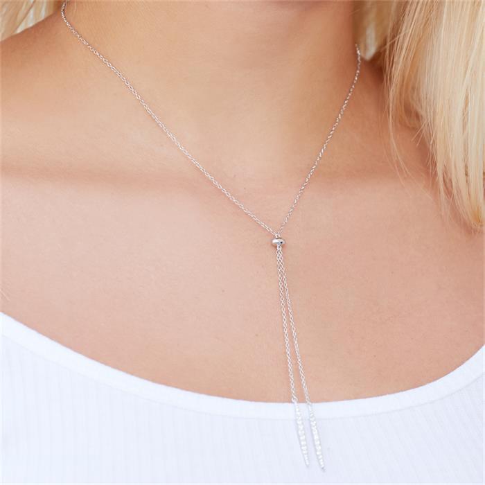 Y-vormige ketting 925 zilver Zirkonia