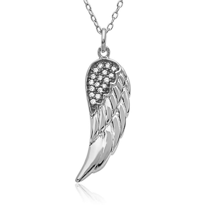 Necklace with pendant sterling silver zirconia