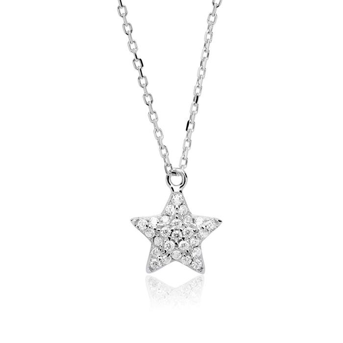 Necklace sterling silver with star zirconia