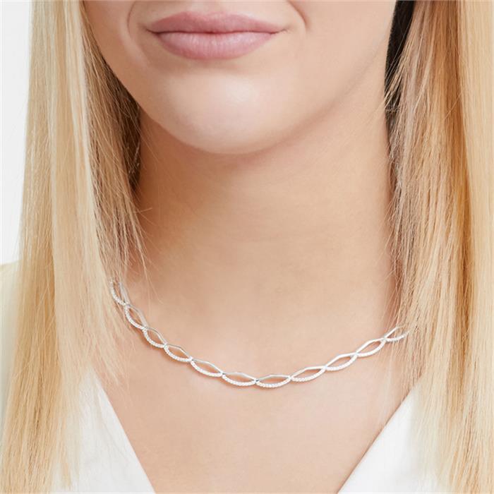 Sterling silver necklace with white zirconia