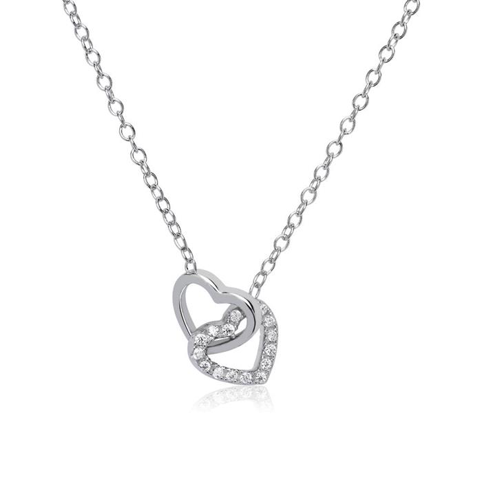 Sterling sterling silver necklace hearts zirconia