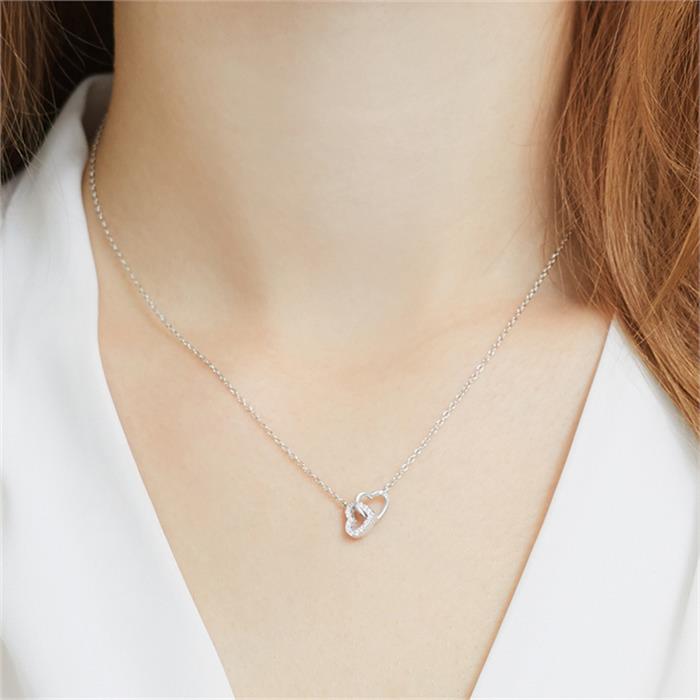 Sterling sterling silver necklace hearts zirconia