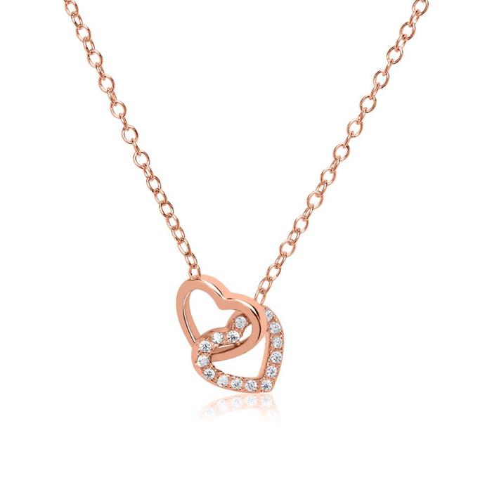 Rose gold plated sterling silver necklace hearts
