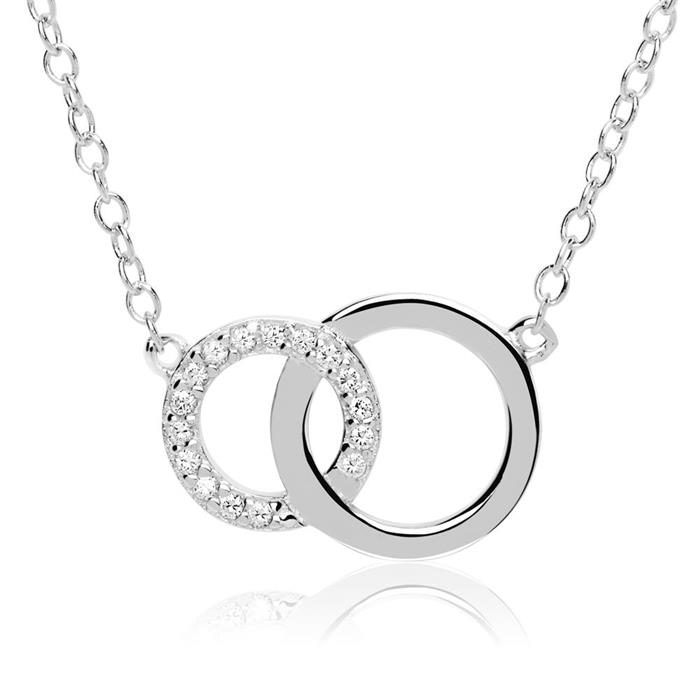 Necklace circles sterling silver zirconia