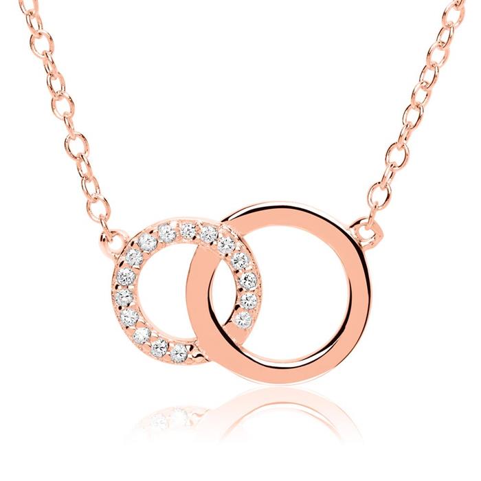 Ladies necklace circles sterling silver rose gold plated