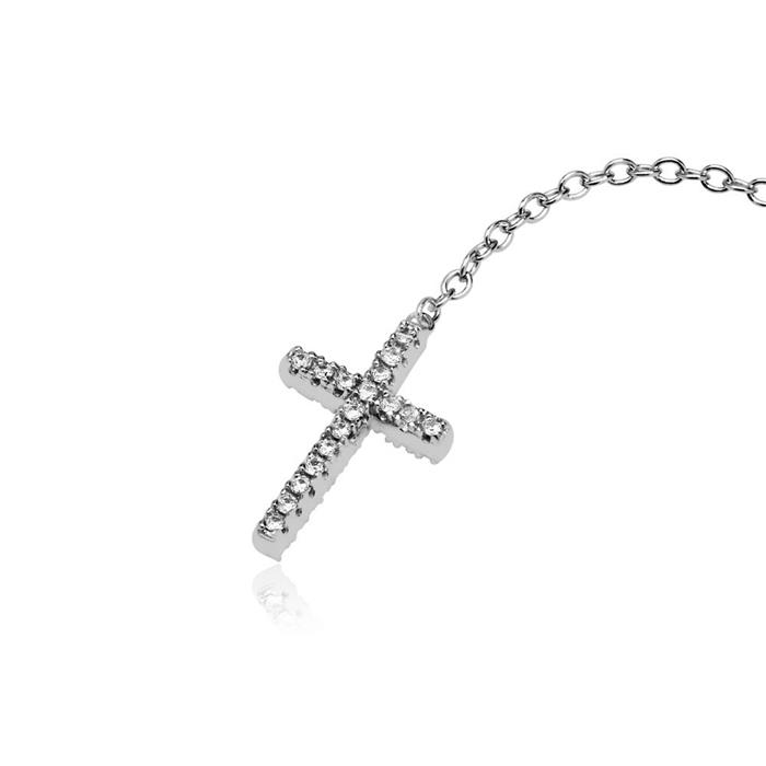 Y-chain sterling silver cross zirconia