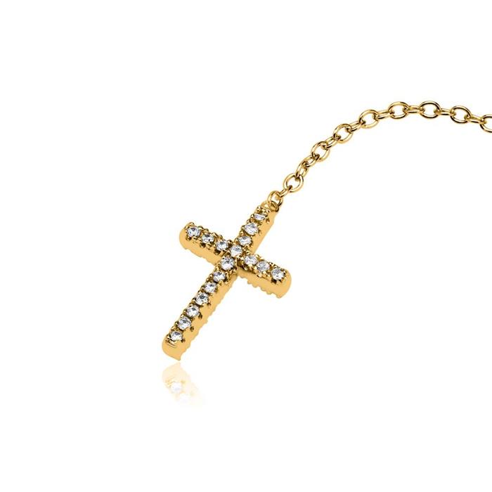 Gold plated sterling silver Y-chain with cross