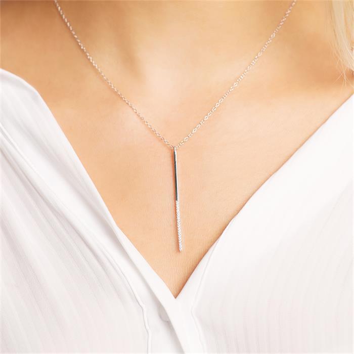 Sterling sterling silver necklace with zirconia