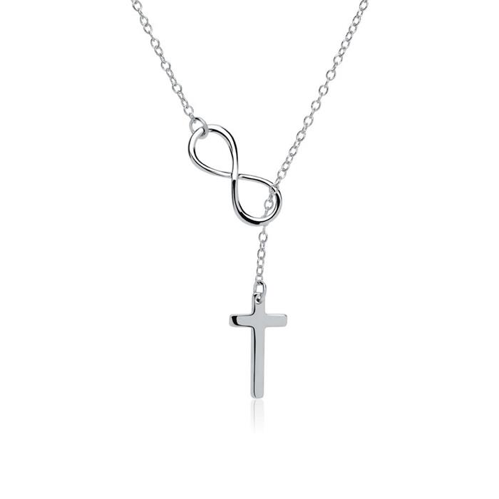 Sterling silver Y-chain infinity cross