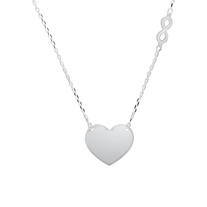 Graveer ketting met hart en oneindigheid in 925 sterling zilver