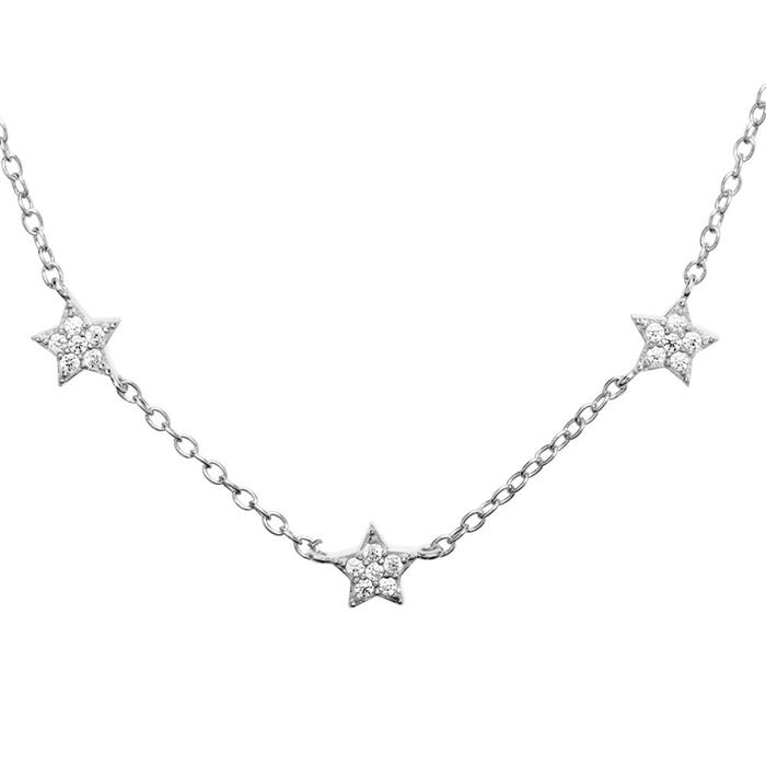 Necklace stars in sterling sterling silver with zirconia