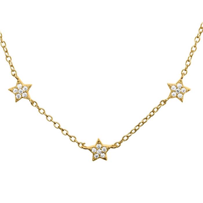 Halskette Sterne 925er Silber vergoldet mit Zirkonia