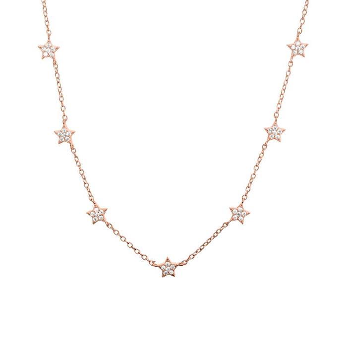 Necklace Sterling Silver Rose Gold Plated Zirconia