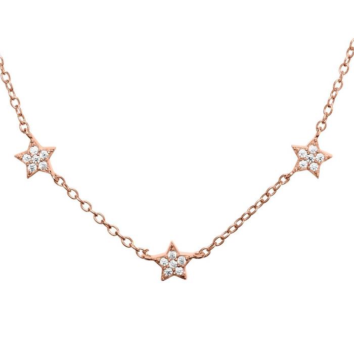 Necklace Sterling Silver Rose Gold Plated Zirconia