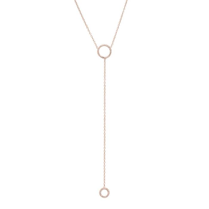 Rose gold-plated sterling silver y-chain with zirconia