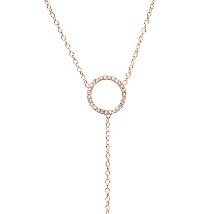 Rose gold-plated sterling silver y-chain with zirconia