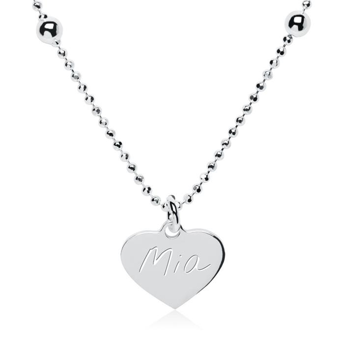 Sterling silver necklace heart with engraving possibility