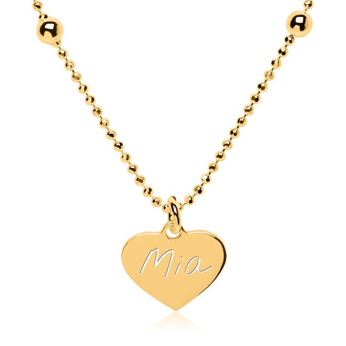 Engravable heart chain made of gold-plated sterling silver