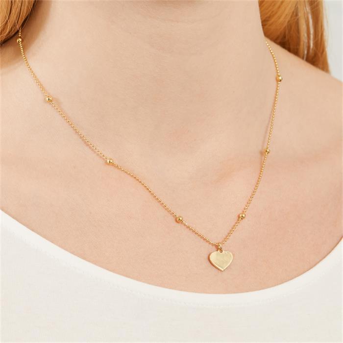 Engravable heart chain made of gold-plated sterling silver