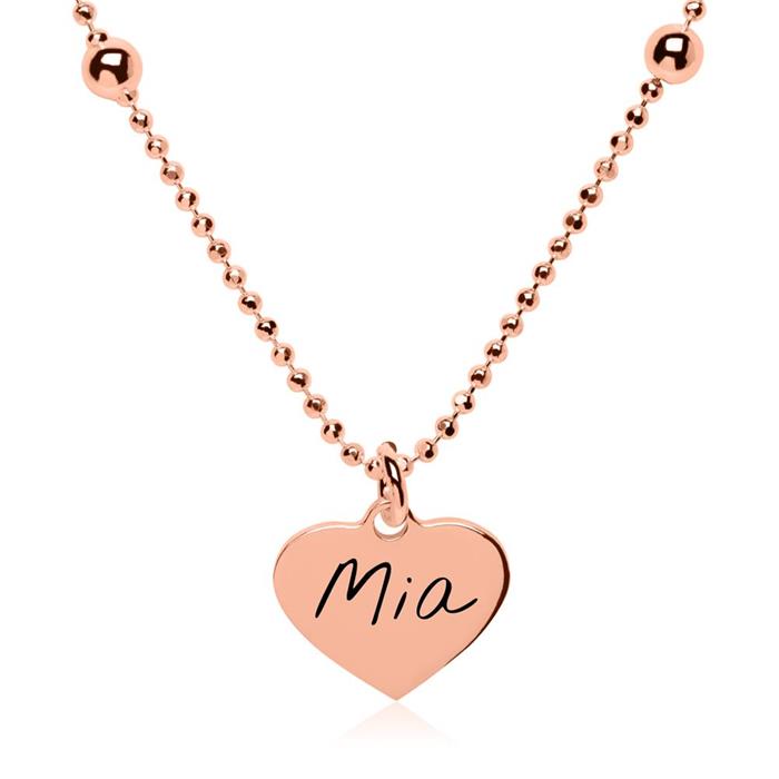 Rosegold-plated sterling silver necklace heart engravable