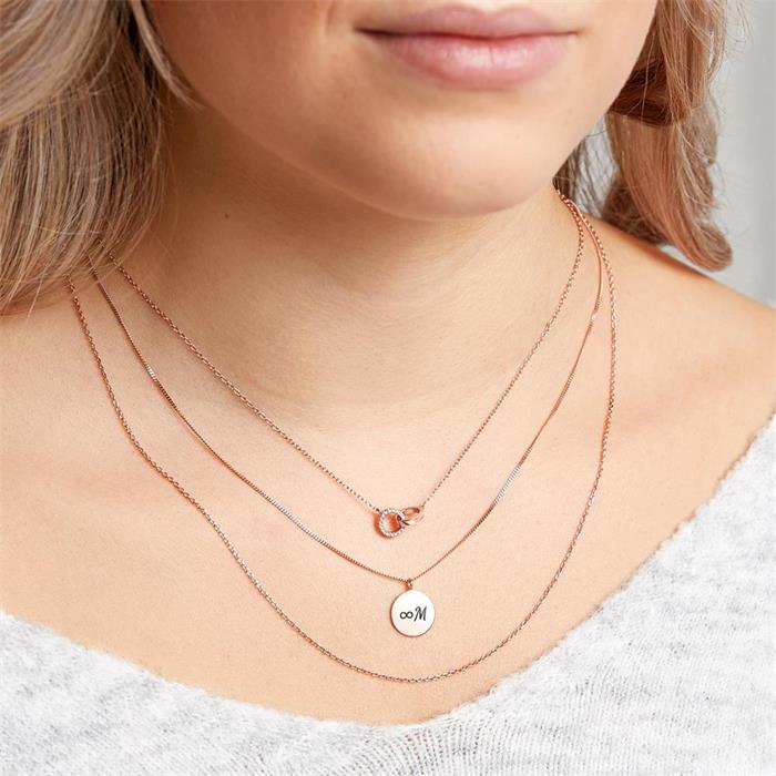 Gegraveerde laagjesketting in 925 sterling zilver roségoud verguld