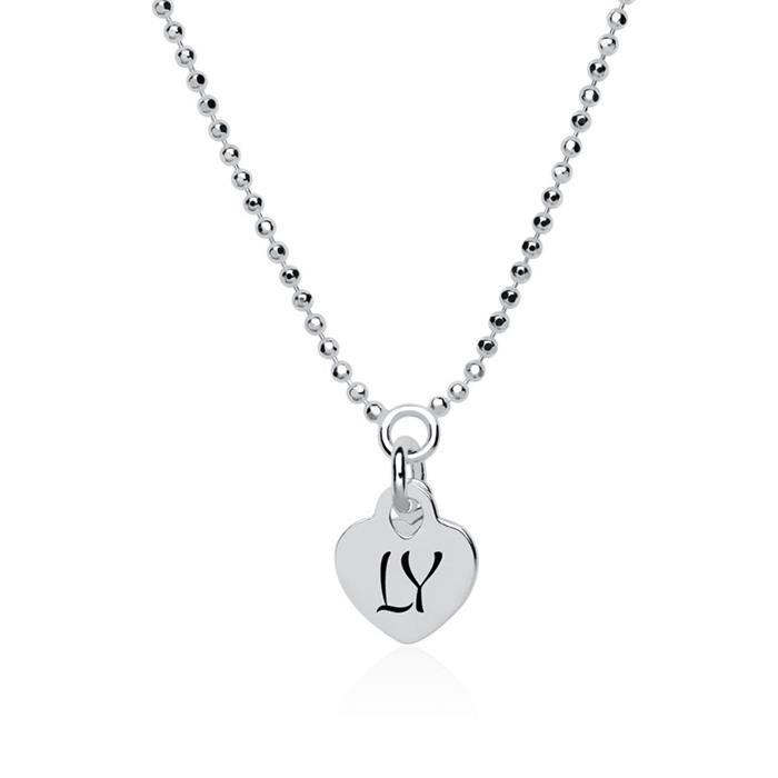 Heart chain in sterling silver engravable with zirconia