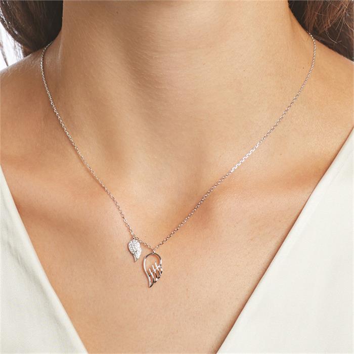 925 sterling zilveren engelenvleugels ketting met Zirkonia