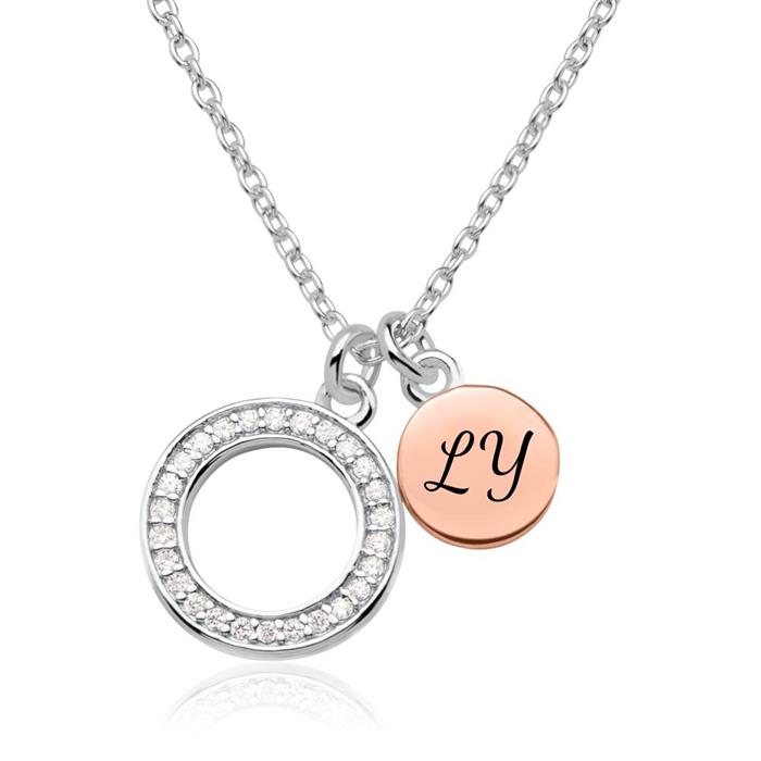 Necklace in sterling silver with zirconia gravure option