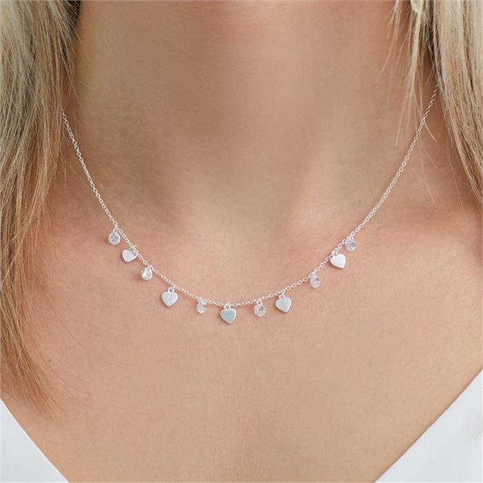 Sterling silver hearts necklace with zirconia