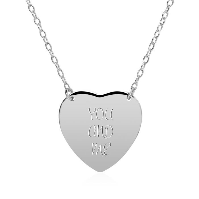 Heart chain engravable in sterling silver