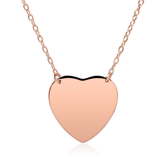 Heart chain engravable in rose gold-plated sterling silver