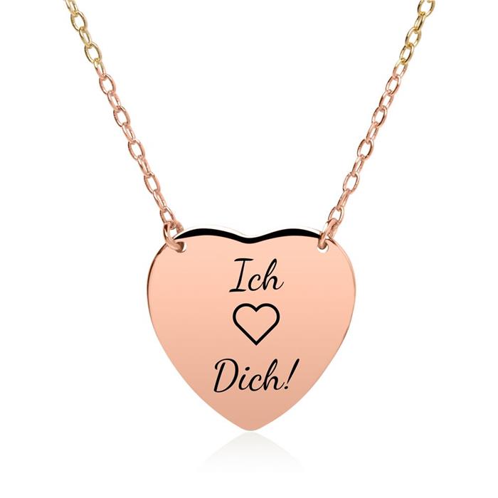 Heart Chain Engravable In Rose Gold-Plated Sterling Silver