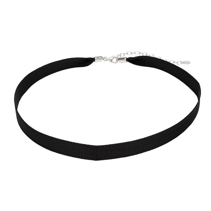 Choker made of black textile with 925 silver clasp