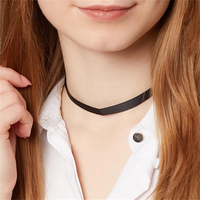 Black choker 925 silver clasp gold-plated