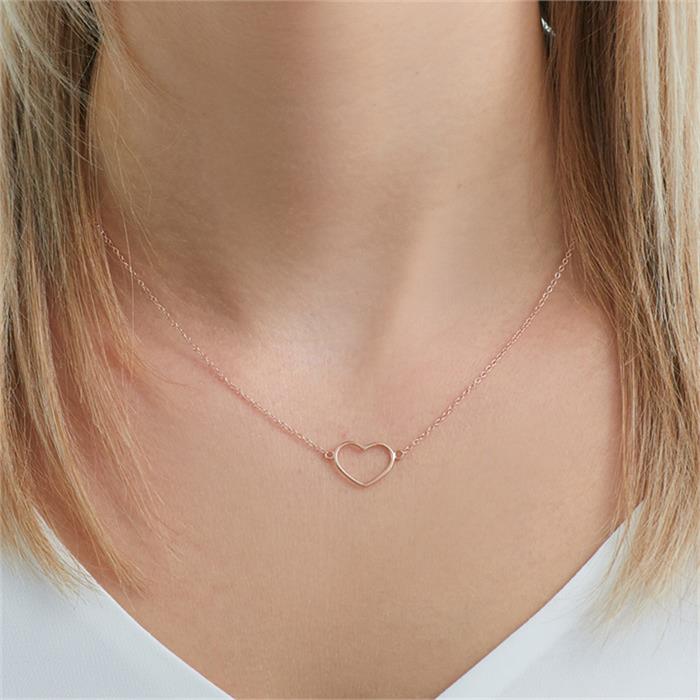 Hart ketting in roségoud verguld 925 sterling zilver