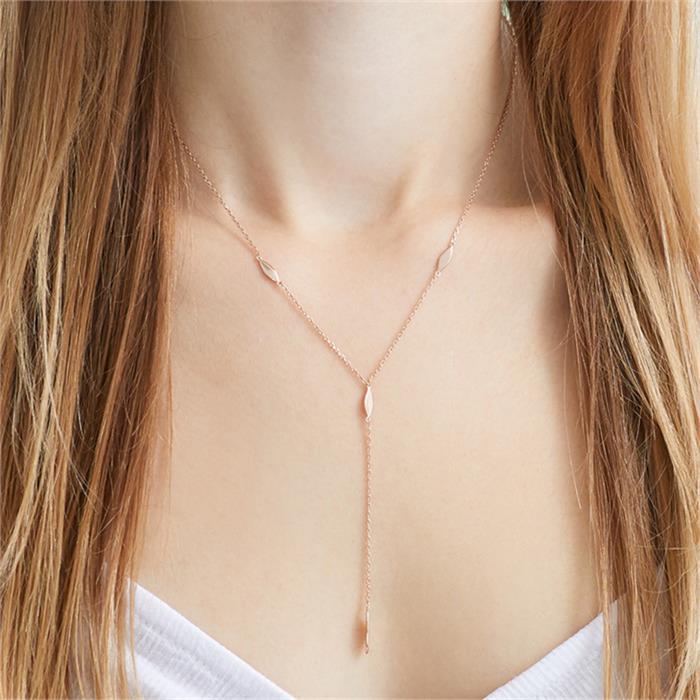 Y-chain in rose gold-plated sterling silver