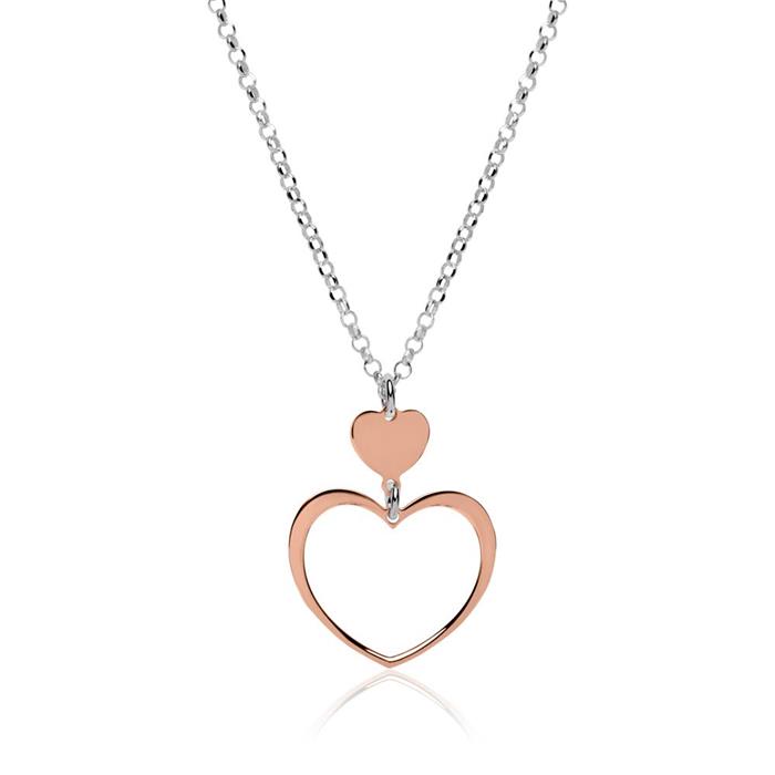 Sterling silver chain hearts rose gold plated
