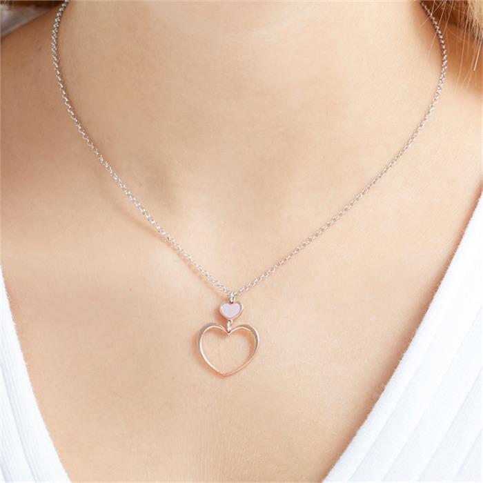 Sterling silver chain hearts rose gold plated